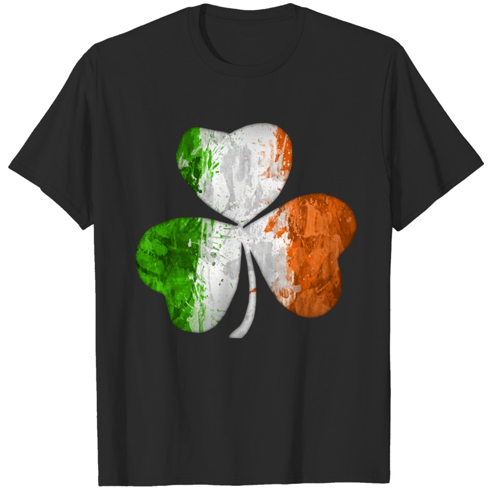 Irish Flag Clover Grunge T-shirt
