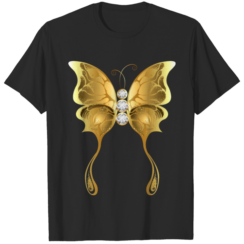 Gold jewelry jevel butterfly insect vector fun fun T-shirt