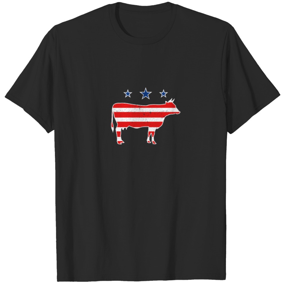 American Cow Farmer Shirt US Flag Cattle Farmer T-shirt