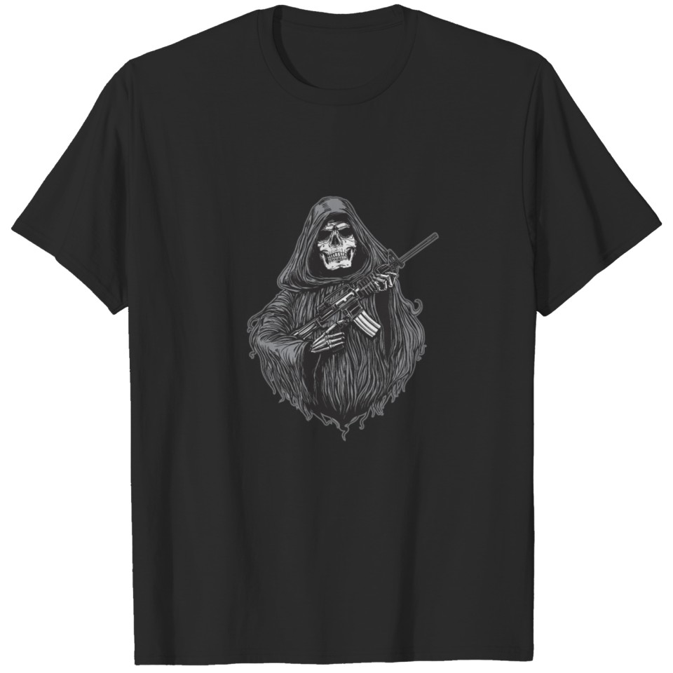 Grim Reaper With Machine Gun T-shirt