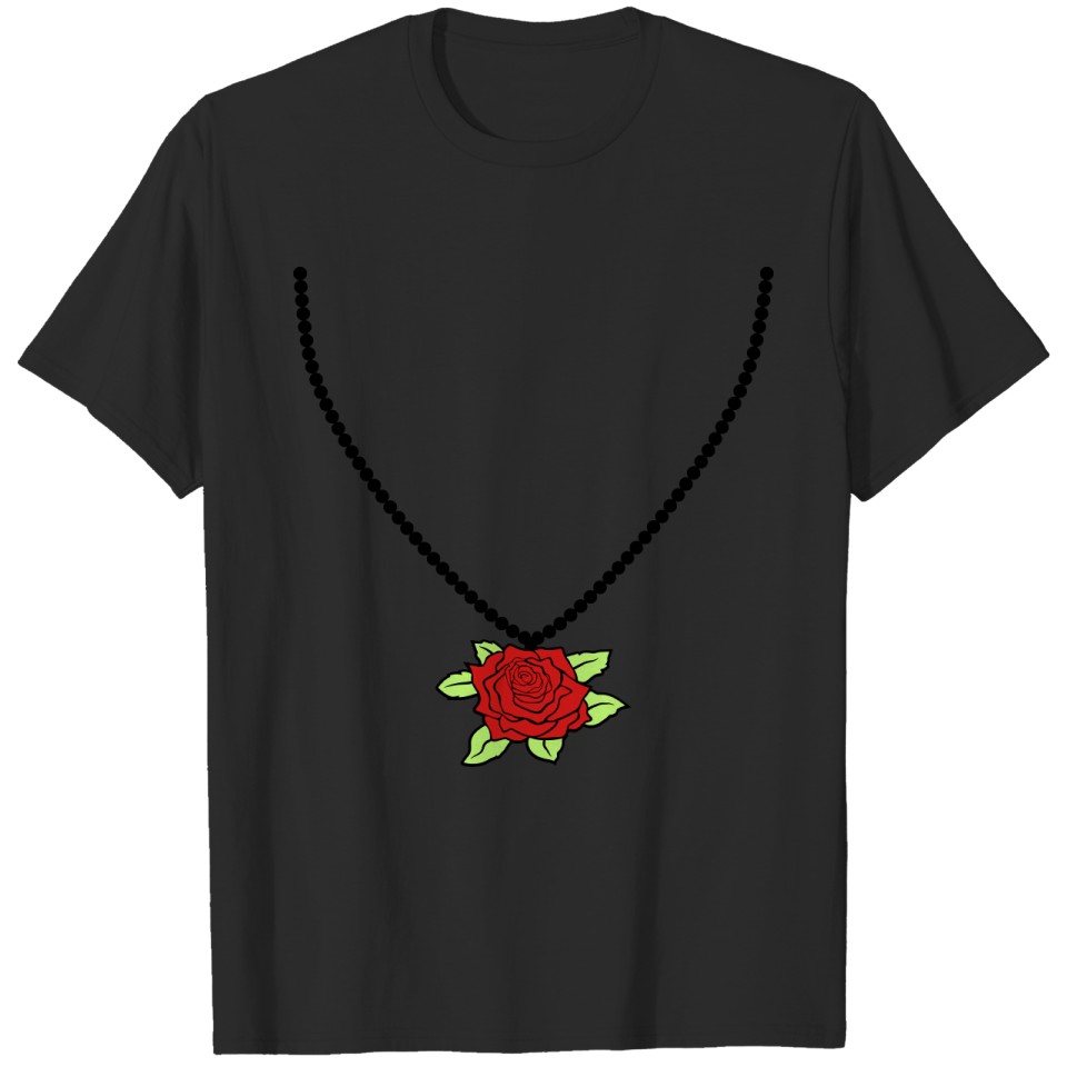 necklace jewelry rose black silhouette flower tuli T-shirt