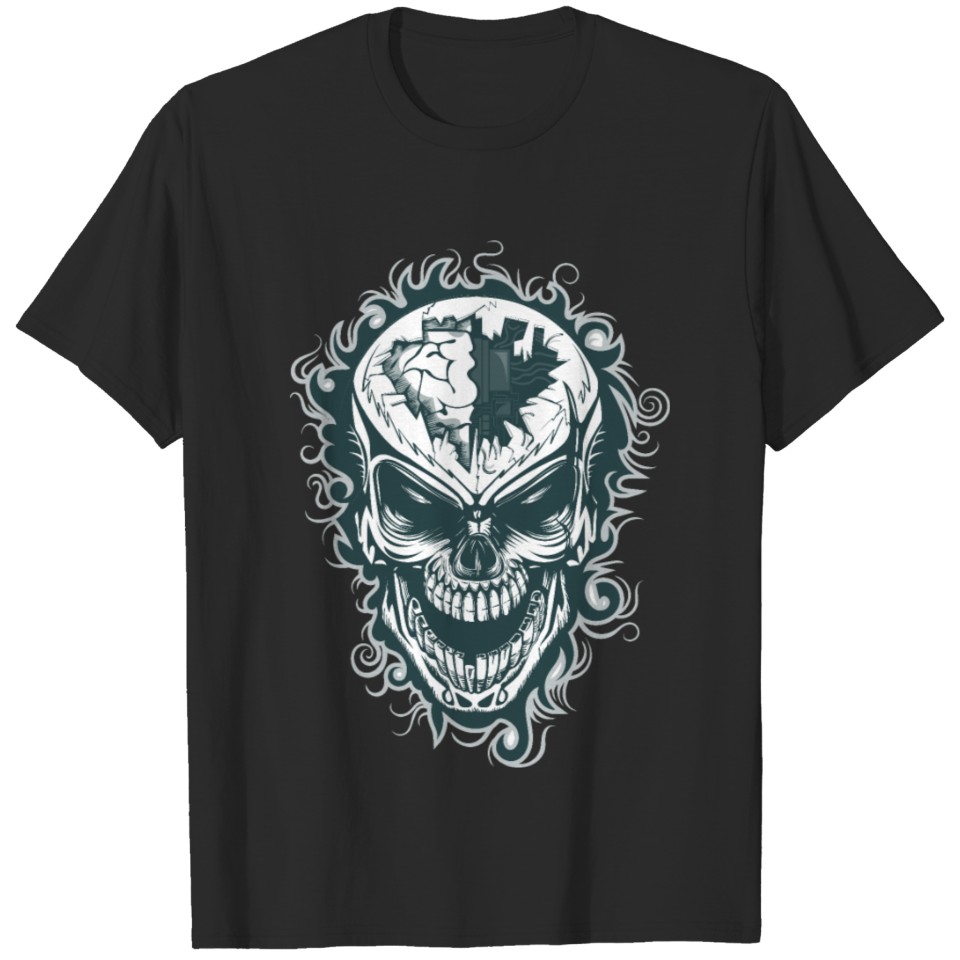 Skull, Brain, Robot, Abstract T-shirt