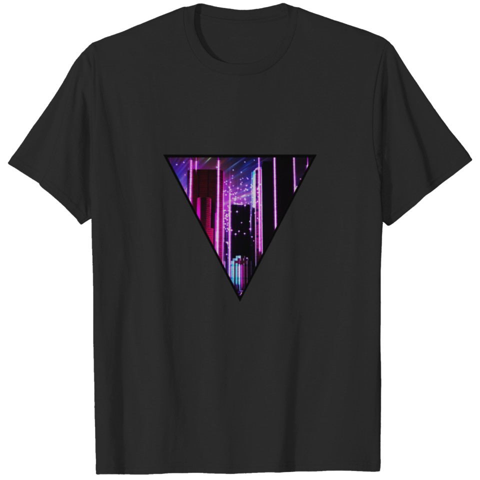 Vaporwave Anime Cityscape Triangle Design T-shirt