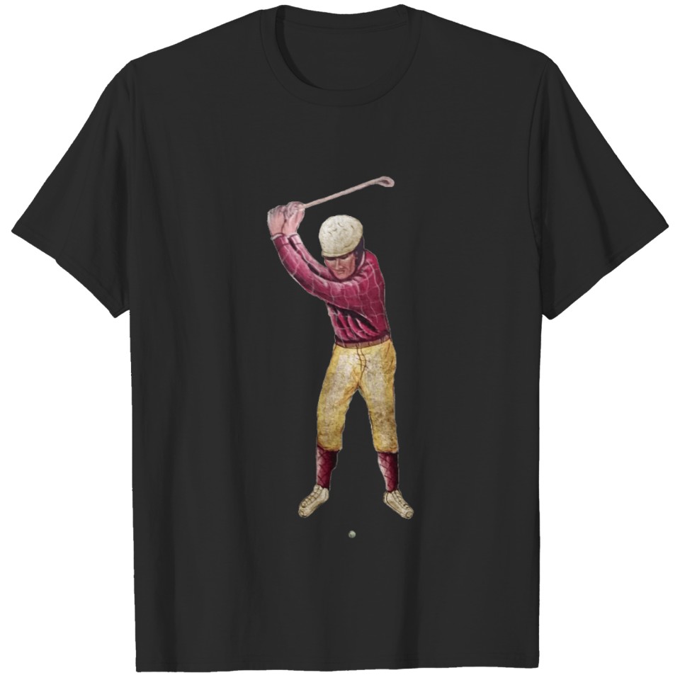 Vintage Swinging Golfer with Golf Club and Ball T-shirt