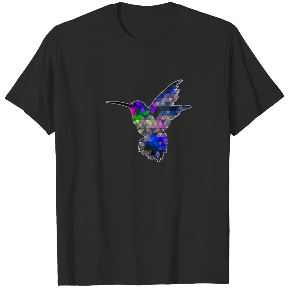 Polygon Colibri Motif Tropical Bird Art T-shirt