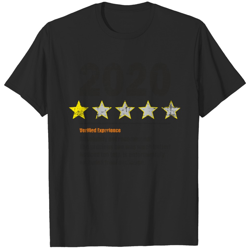 One Star Rating Funny Bad Year 2020 Not Recommend T-shirt