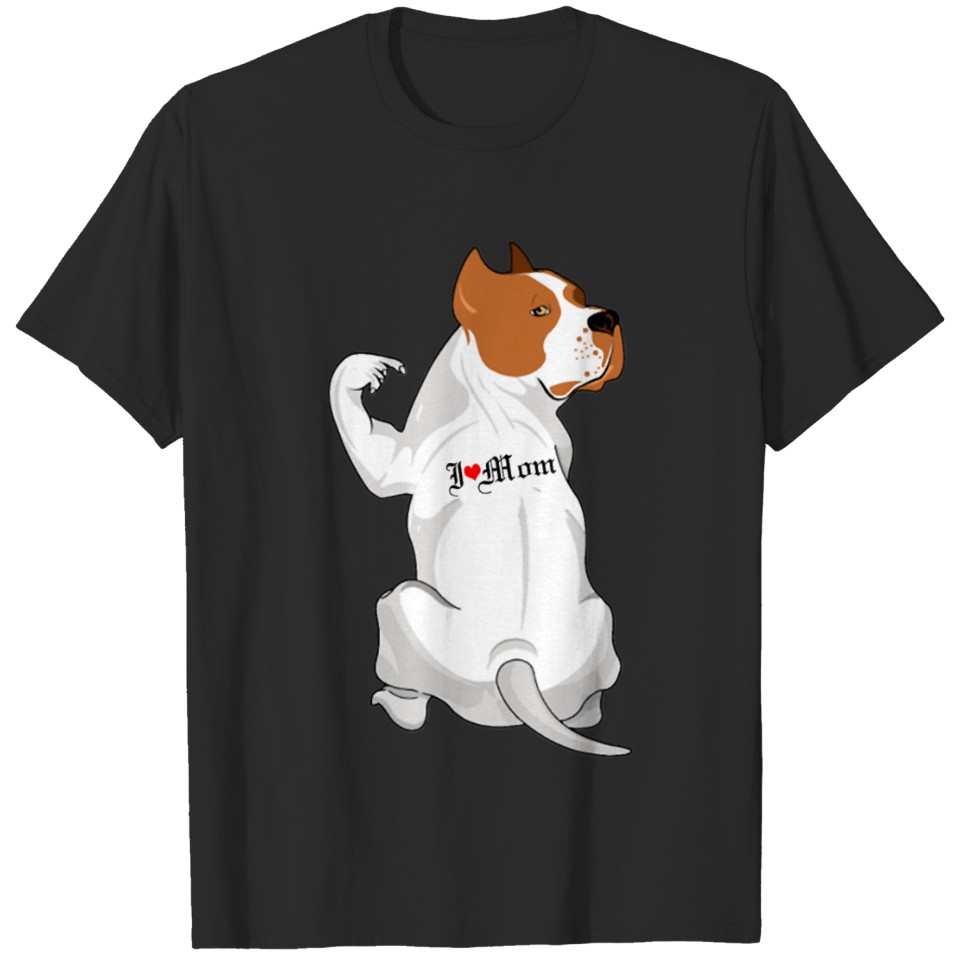 Funny Dog Pitbull I Love Mom Tattoo Gift T-Shirt T-shirt