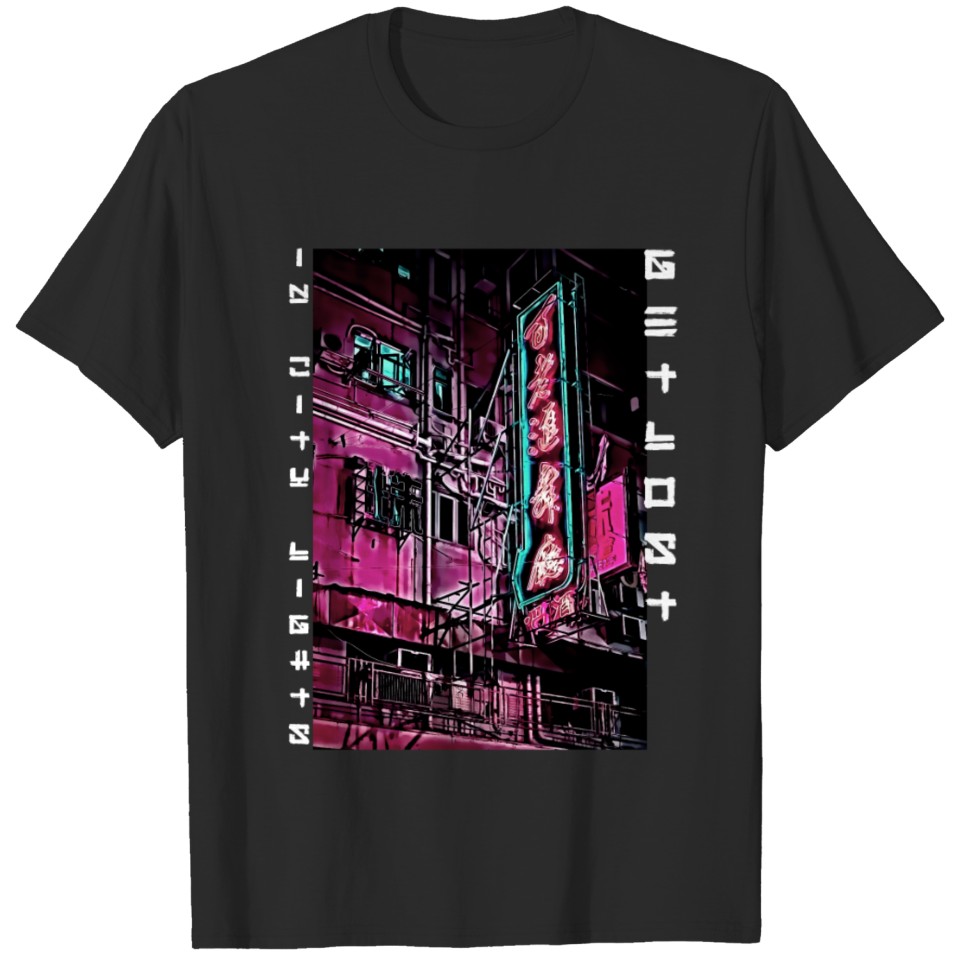 Vaporwave city get lost in city lights japanese T-shirt