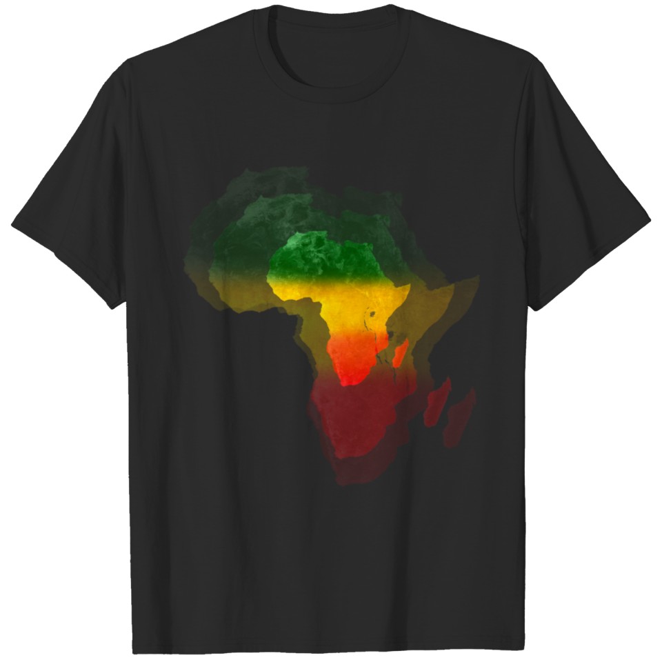 Africa Map Continent Reggae Red Yellow Green Rasta T-shirt