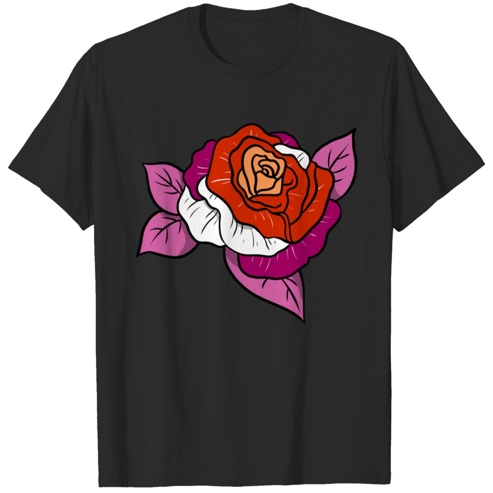 Lesbian Rose Orange Pink Lesbian Pride T-shirt