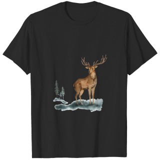 Deer Art Forest Black Forest T-shirt