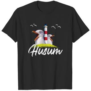 Husum North Sea Vacation Lighthouse Seagull Gift T-shirt