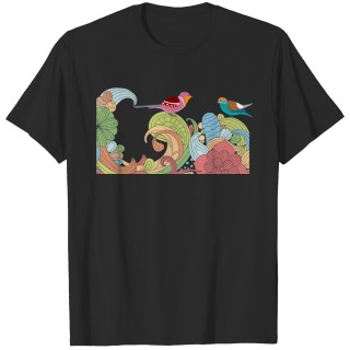 cute couple bird on tree T-shirt