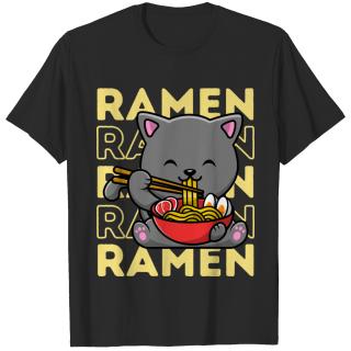 cute cat eat ramen T-shirt
