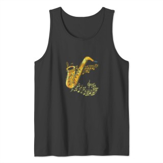 Music Notes Saxophonist Treble Clef Jazz Musician Tank Top