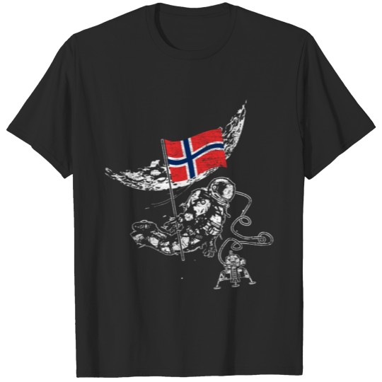 Astronaut moon Norway explores space flag T-shirt