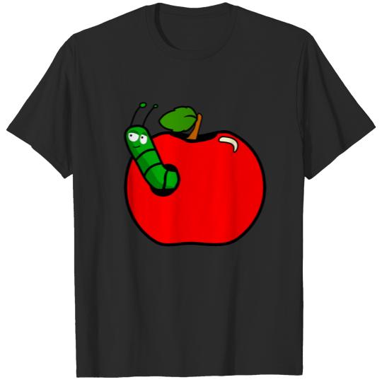 Green Caterpillar Red Apple T-shirt