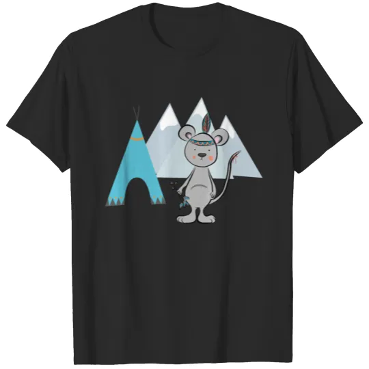 cute mouse bow and arrow tipi mountains T-shirt