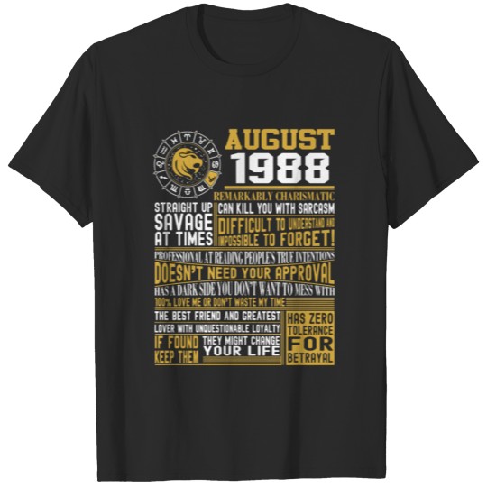 August Birthday Gift T-shirt