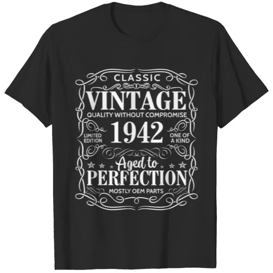 80th Birthday Vintage Gift Perfection Aged 1942 80 T-shirt