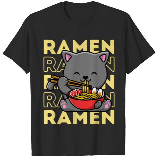 cute cat eat ramen T-shirt