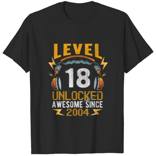 18Th Birthday Gift Boy Level 18 Unlocked Awesome S T-shirt