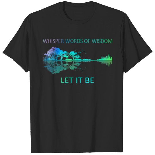 Watercolor Tree Sky There Will Be an Answer Let-It Be Guitar T-Shirt