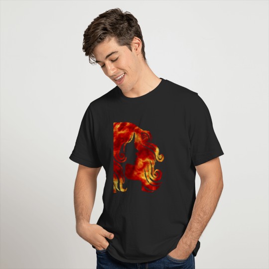 lady silhouette on fire T-shirt