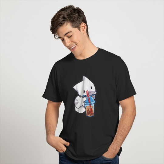 cute cat drink boba T-shirt
