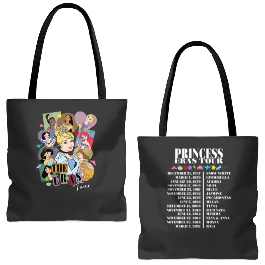 Disney Princess Eras Tour Tote Bags (AOP), Disney Princess Tour-dated Tote Bags (AOP), Disney Two-sided Tote Bags (AOP)
