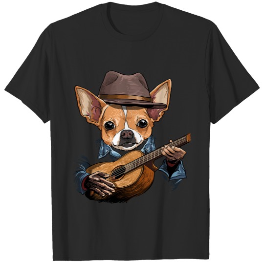 Acoustic Guitar Chihuahua Guitar Player Dog Guitarist 47.png T-Shirts