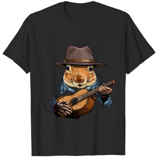Acoustic Guitar Squirrel Guitar Player Rodent Animal 64.png T-Shirts