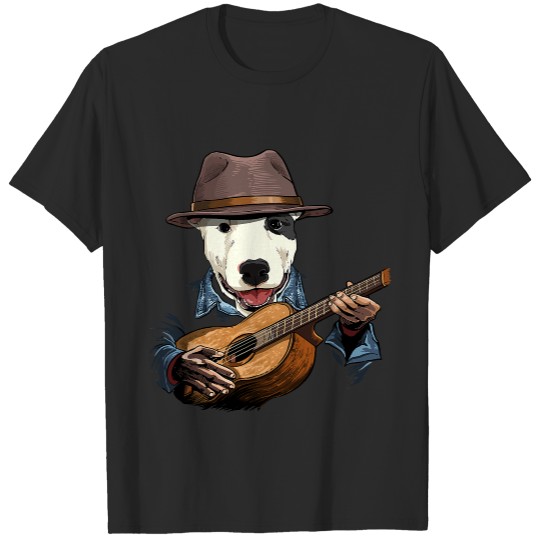 Acoustic Guitar Bull Terrier Guitar Player Dog Guitarist 44.png T-Shirts