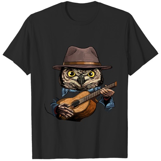 Acoustic Guitar Owl Guitar Player Bird Guitarist 54.png T-Shirts