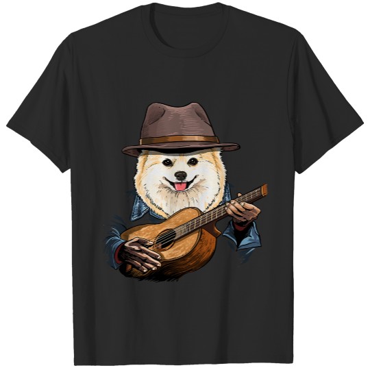 Acoustic Guitar Pomeranian Guitar Player Dog Guitarist 42.png T-Shirts