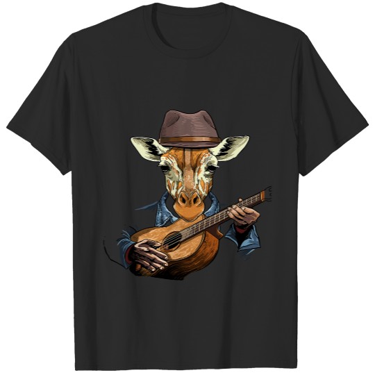 Acoustic Guitar Giraffe Guitar Player Safari Animal 65.png T-Shirts