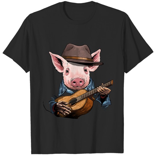 Acoustic Guitar Pig Guitar Player Farm Animal Guitarist 40.png T-Shirts