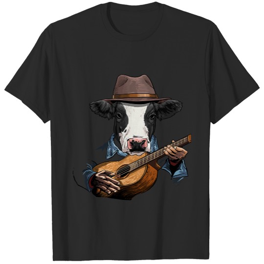 Acoustic Guitar Cow Guitar Player Farm Animal Guitarist 45.png T-Shirts