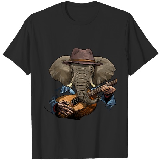 Acoustic Guitar Elephant Guitar Player Safari Animal 270.png T-Shirts