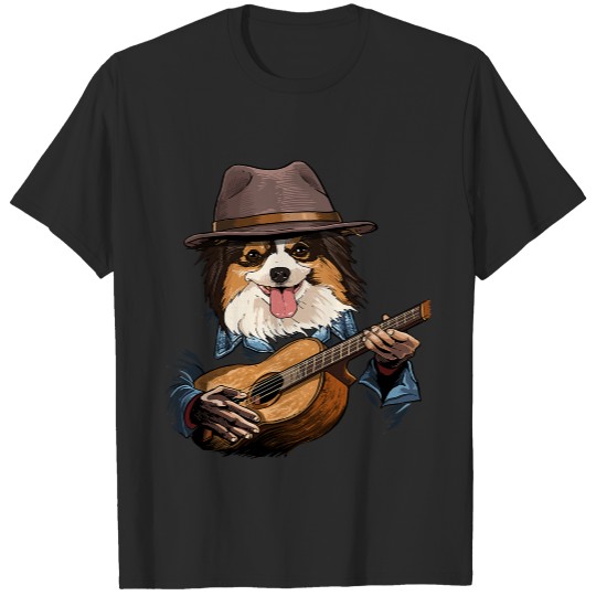 Acoustic Guitar Papillon Guitar Player Dog Guitarist 56.png T-Shirts