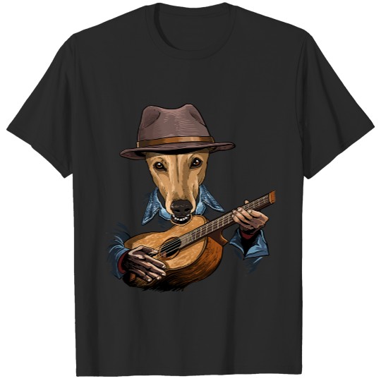 Acoustic Guitar Greyhound Guitar Player Dog Guitarist 68.png T-Shirts