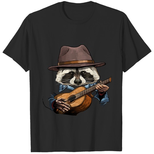 Acoustic Guitar Raccoon Guitar Player American Animal 60.png T-Shirts