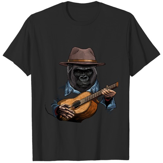 Acoustic Guitar Gorilla Guitar Player Primate Animal 271.png T-Shirts
