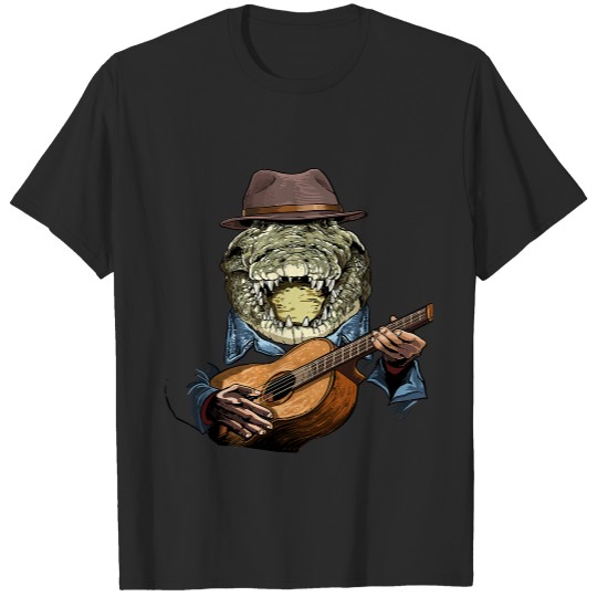 Acoustic Guitar Crocodile Guitar Player Alligator Guitarist 272.png T-Shirts