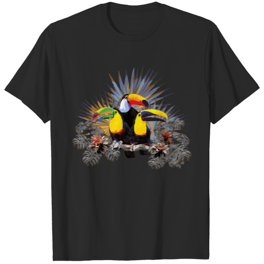 Amazon Toucan Birds T- Shirt Polygonal art of toucan birds and Amazon rain forest plants. T- Shirt T-Shirts