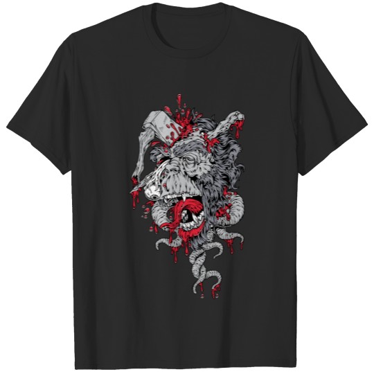 zombie ape with axe on head T-shirt