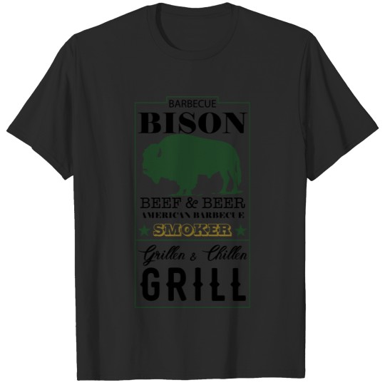 Label Bison American Barbecue Smoker T-shirt
