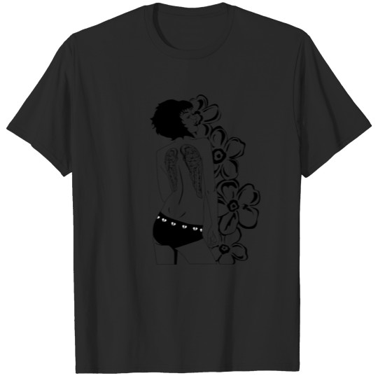 Tattooed Pin Up With Flowers T-shirt