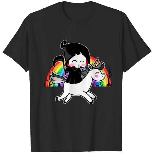 Death Is Magic - Unicorn Grim Reaper Rainbow T-shirt