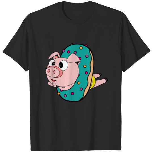 Crazy swimmer pig in the donut, wallcontest T-shirt